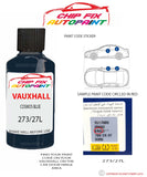 paint code location sticker Vauxhall Astra Cosmos Blue 273/27L 1991-1996 Blue plate find code