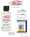 paint code location sticker Vauxhall Nova Cream White 52L/752/1Wl 1990-1993 White plate find code