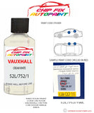 paint code location sticker Vauxhall Nova Cream White 52L/752/1Wl 1990-1993 White plate find code