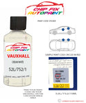 paint code location sticker Vauxhall Monterey Cream White 52L/752/1Wl 1991-2000 White plate find code