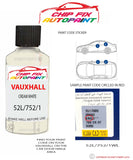 paint code location sticker Vauxhall Monterey Cream White 52L/752/1Wl 1991-2000 White plate find code