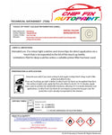 Data Safety Sheet Vauxhall Corsa Cream White 52L/752/1Wl 1990-1993 White Instructions for use paint