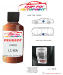 paint code location plate Peugeot Partner Van Cuivre Goa L7, KEA 2001-2005 Orange Touch Up Paint