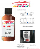 paint code location plate Peugeot Partner Van Cuivre Goa L7, KEA 2001-2005 Orange Touch Up Paint
