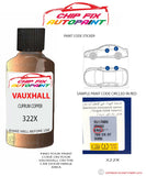 paint code location sticker Vauxhall Vectra Cuprum Copper 322X 2002-2014 Brown plate find code