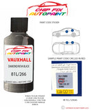 paint code location sticker Vauxhall Calibra Diamond/Nova Black 81L/266 1990-2001 Black plate find code