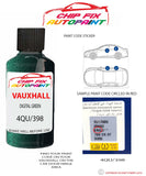 paint code location sticker Vauxhall Vectra Digital Green 4Qu/398 2004-2008 Green plate find code