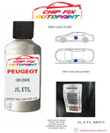 paint code location plate Peugeot 1007 Gris Cendre J5, ETS, M0TS 2003-2016 Silver Grey Touch Up Paint