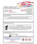 Data Safety Sheet Vauxhall Catera Colorado White 487/11L/40U 1997-2002 White Instructions for use paint