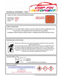Data Safety Sheet Vauxhall Corsa Apricot 74L/580 1998-2000 Yellow Instructions for use paint