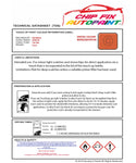 Data Safety Sheet Vauxhall Omega Apricot 74L/580 1988-1993 Yellow Instructions for use paint