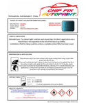 Data Safety Sheet Vauxhall Vectra Petrol 53E/20M 2001-2004 Blue Instructions for use paint