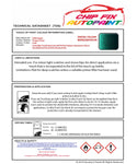 Data saftey sheet Eurovan Dragon Green LC6P 1993-2003 Green instructions for use