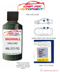 paint code location sticker Vauxhall Carlton Emerald Green 48L/351/926 1988-2001 Green plate find code