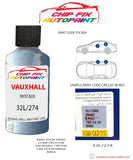 paint code location sticker Vauxhall Astra Frost Blue 32L/274 1979-1993 Blue plate find code