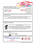 Data Safety Sheet Vauxhall Antara Galaxy White Gcb/26U 2007-2009 White Instructions for use paint