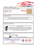 Data Safety Sheet Vauxhall Corsa Gazelle Beige 51L 1978-1993 0 Instructions for use paint