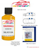 paint code location sticker Vauxhall Calibra Goldgelb 1004 58L/631/0A7 1993-2000 Yellow plate find code