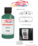 paint code location plate Peugeot 206CC Green 6000 P3RJ 1998-2002 Green Touch Up Paint
