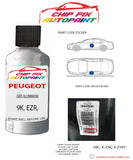 paint code location plate Peugeot 5008 Gris Aluminium 9K, EZR, EZRC 2001-2020 Silver Grey Touch Up Paint