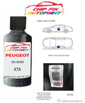 paint code location plate Peugeot 107 Gris Carlinite KTA 2005-2022 Silver Grey Touch Up Paint