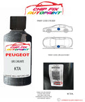 paint code location plate Peugeot 108 Gris Carlinite KTA 2005-2022 Silver Grey Touch Up Paint