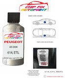 paint code location plate Peugeot 505 Gris Cendre 614, ETS, M0TS 1978-2008 Silver Grey Touch Up Paint