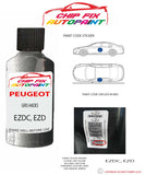 paint code location plate Peugeot 406 Gris Hades EZDC, EZD 2000-2007 Silver Grey Touch Up Paint