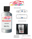 paint code location plate Peugeot 306 cabrio Gris Iceland 9M, EYL, M0YL 1998-2013 Silver Grey Touch Up Paint