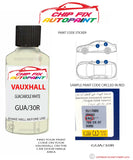 paint code location sticker Vauxhall Meriva Guacamole White Gua/30R 2011-2014 Beige plate find code