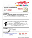 Data Safety Sheet Vauxhall Adam Guacamole White Gua/30R 2011-2014 Beige Instructions for use paint