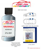 paint code location sticker Vauxhall Cavalier Haze/Ibiza Blue 21L/261 1987-1999 Blue plate find code