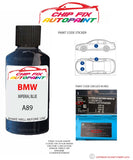paint code location sticker Bmw 1 Series Touring Imperial Blue A89 2008-2021 Blue plate find code