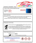 Data Safety Sheet Vauxhall Monaro Impulse Blue 987K/24U 2004-2007 Blue Instructions for use paint