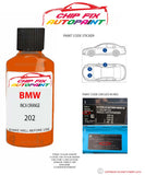 paint code location sticker Bmw 1 Series Inca Orange 202 1971-2010 Orange plate find code