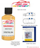 paint code location sticker Vauxhall Astra Jamaica Yellow 3Yb/59L/846 1977-2004 Yellow plate find code