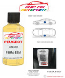 paint code location plate Peugeot 406 Jaune Luxor P3BM, EBM 1997-2004 Yellow Touch Up Paint
