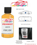 paint code location plate Peugeot 106 Electric Jaune Poste P3DC, EDC 1996-2012 Yellow Touch Up Paint