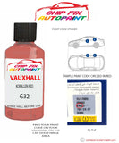 paint code location sticker Vauxhall Karl Korallen Red G32 2018-2019 Red plate find code