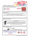 Data Safety Sheet Vauxhall Karl Rocks Korallen Red G32 2018-2019 Red Instructions for use paint