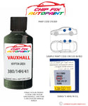 paint code location sticker Vauxhall Combo Krypton Green 380/14H/41L 2000-2004 Green plate find code