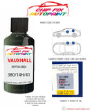 paint code location sticker Vauxhall Combo Krypton Green 380/14H/41L 2000-2004 Green plate find code