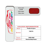 Paint code location for Vw Caddy Van Wein Red L1T3 1989-1996 Red Code sticker paint plate chip pen paint