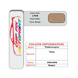 Paint code location for Vw Touareg Pure Beige L7G8 2002-2005 Brown/Beige/Gold Code sticker paint plate chip pen paint