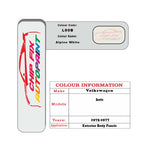Paint code location for Vw Beetle Alpine White L90B 1975-1977 Brown/Beige/Gold Code sticker paint plate chip pen paint