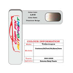 Vw Touran Titanium Beige LA1X 2011-2020 Brown/Beige/Gold paint code location sticker