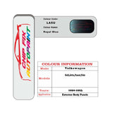 Paint code location for Vw Polo Royal Blue LA5U 1990-1993 Blue Code sticker paint plate chip pen paint