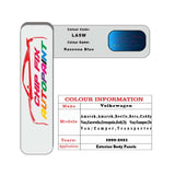 Paint code location for Vw Polo Fun Ravenna Blue LA5W 1999-2021 Blue Code sticker paint plate chip pen paint