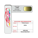 Paint code location for Vw Polo Green Tendence LA6M 1998-2002 Green Code sticker paint plate chip pen paint