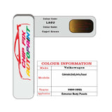 Paint code location for Vw Cabriolet Capri Green LA6U 1990-1993 Green Code sticker paint plate chip pen paint